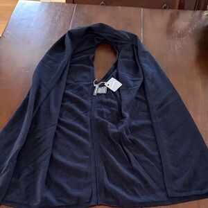 Caroline Grace Cotton Cashmere Navy Women's Poncho Topper Abyss NWT!